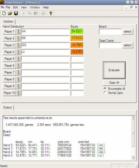 скриншот pokerstove покерный калькулятор